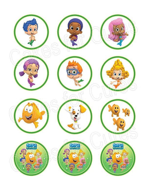 Bubble Guppies edible party cupcake toppers decoration 12/sheet - Cakes For Cures