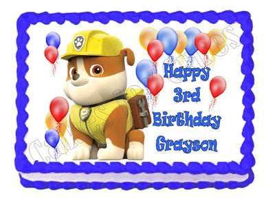 Paw Patrol Rubble Edible Cake Image Cake Topper - Cakes For Cures