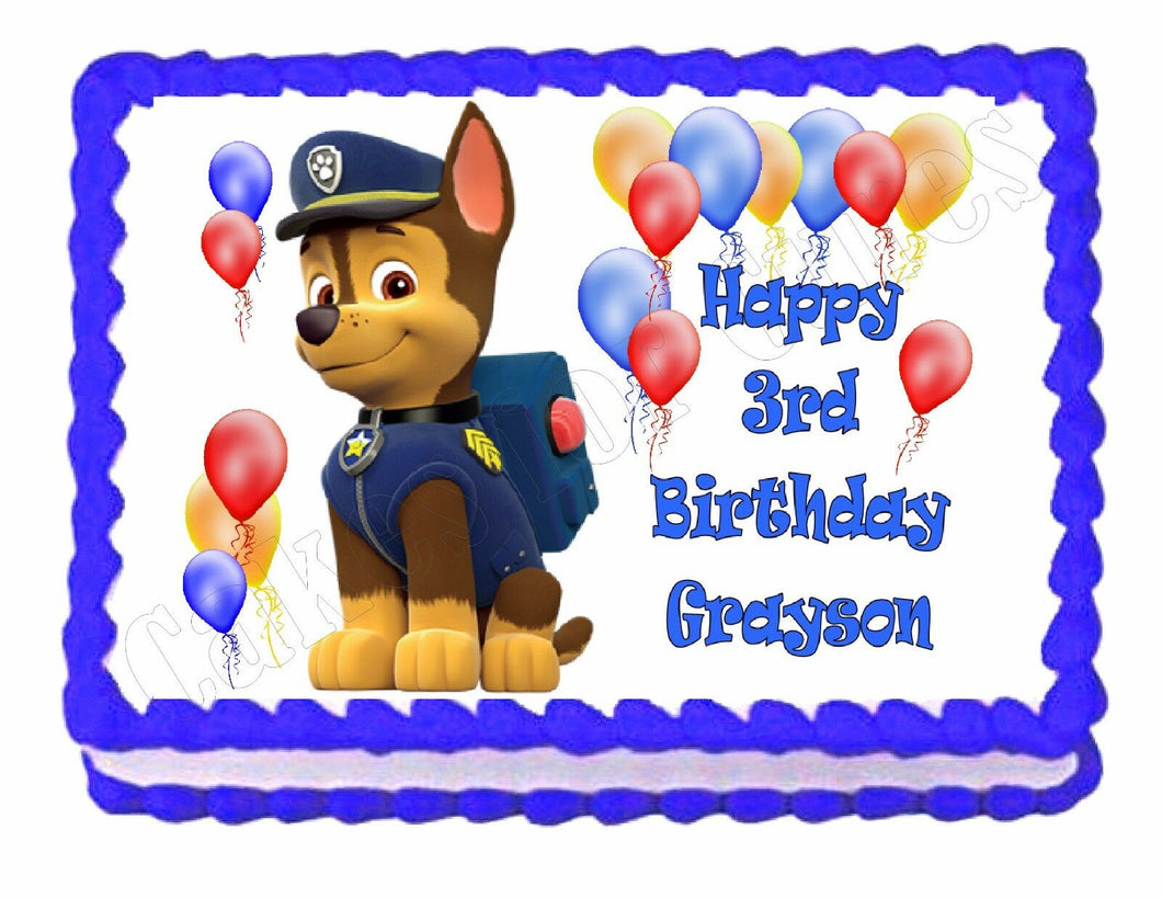 Paw Patrol Chase Edible Cake Image Cake Topper - Cakes For Cures