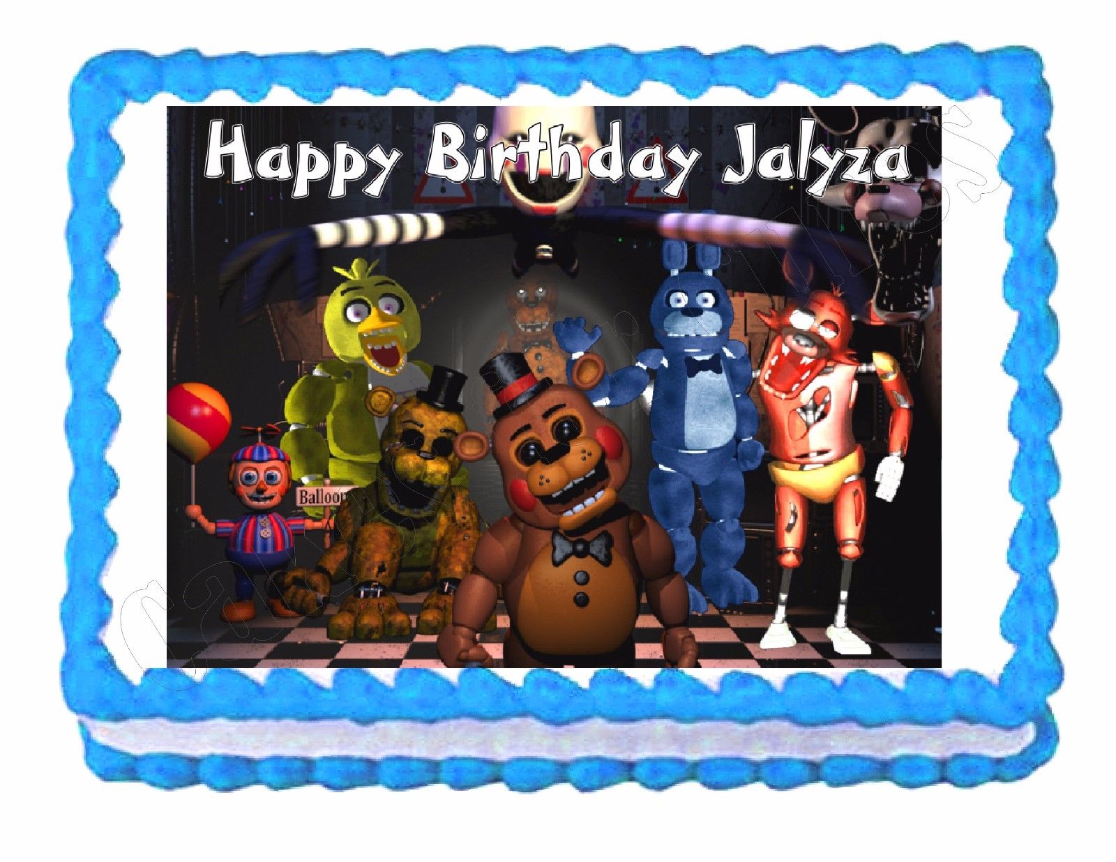 Five Nights At Freddy's Personalized Edible Cake Topper Image -- 1/4 Sheet  -- 8 x 10.5 