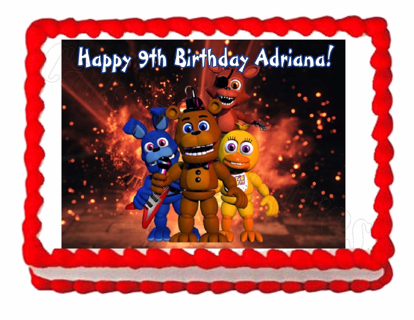 FIVE NIGHTS AT FREDDY'S Up Close Edible Cake Topper Image Frosting Sheet NEW