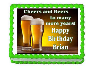 Beers and Cheers Edible Cake Image Cake Topper - Beer Theme - Cakes For Cures