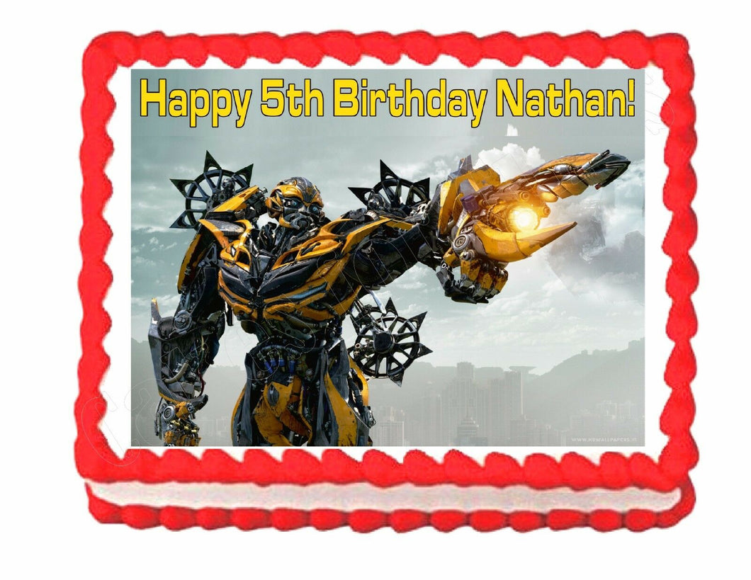 Transformers Bumblebee edible party cake topper cake image sheet decoration - Cakes For Cures