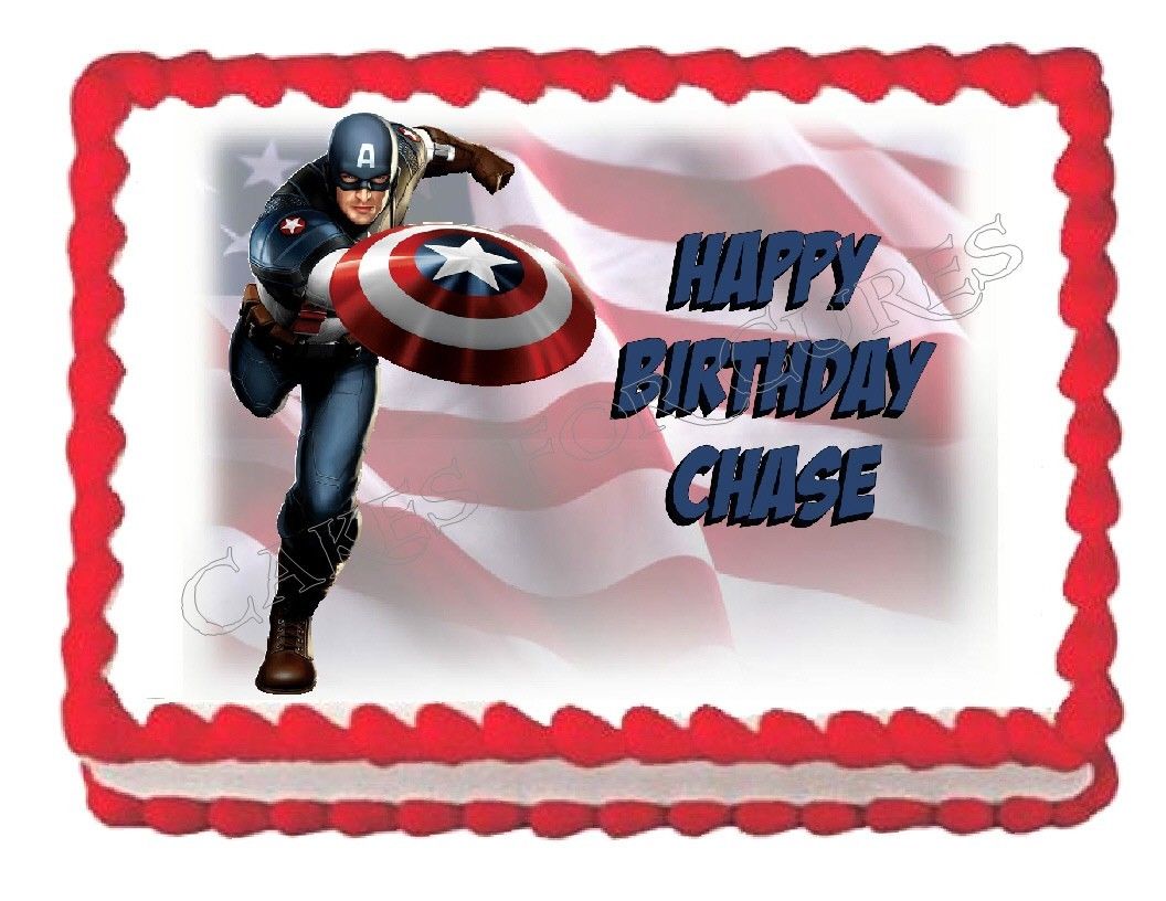 Captain America Avengers edible party cake topper decoration cake image frosting sheet - Cakes For Cures