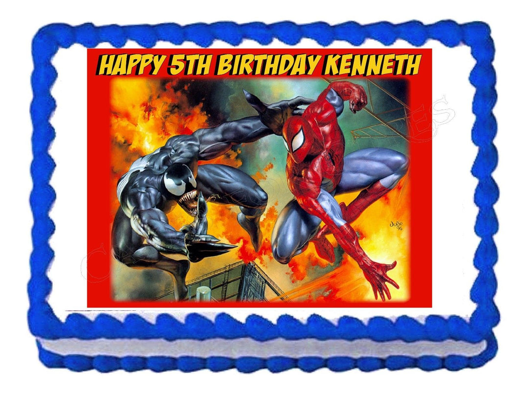 Spiderman and Venom Edible Cake Image Cake Topper - Cakes For Cures