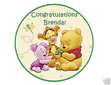 Baby Pooh Round Edible Cake Image Cake Topper Birthday or Baby Shower - Cakes For Cures