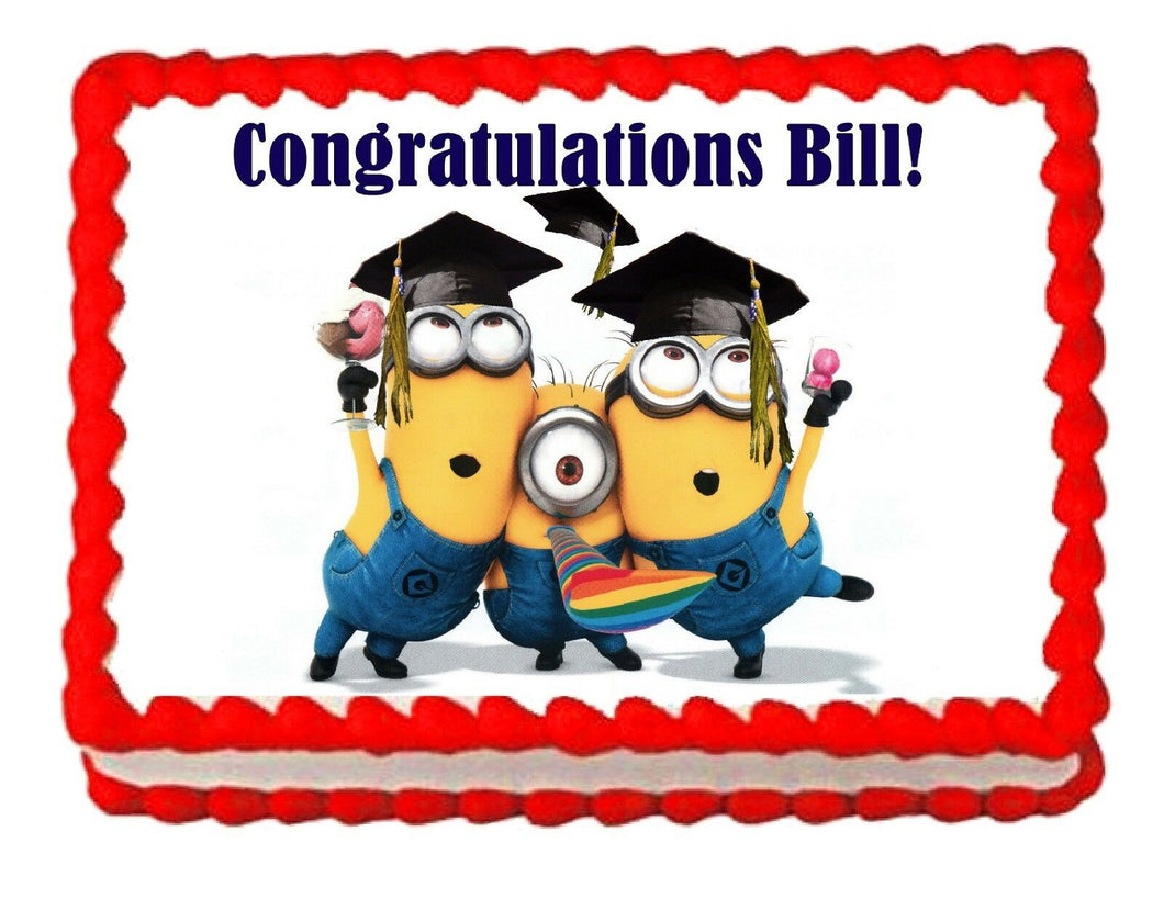 Despicable Me Minions Graduation Edible Cake Image Cake Topper - Cakes For Cures