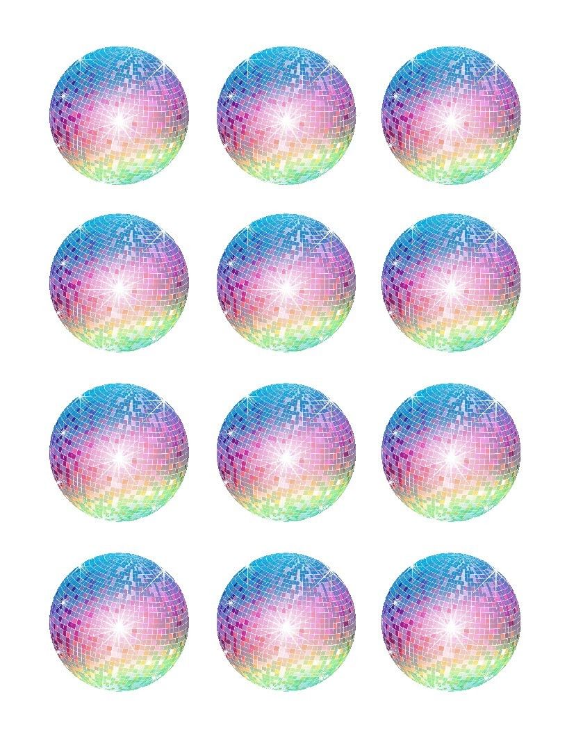 Disco Ball Party Edible Cupcake Images - Cupcake Toppers - Cakes For Cures