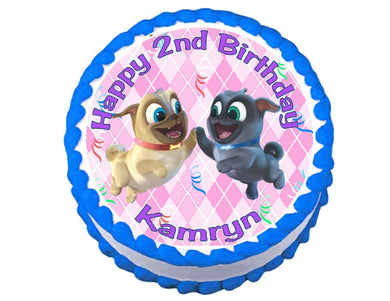 Puppy Dog Pals Pink Round Edible Cake Image Cake Topper - Cakes For Cures