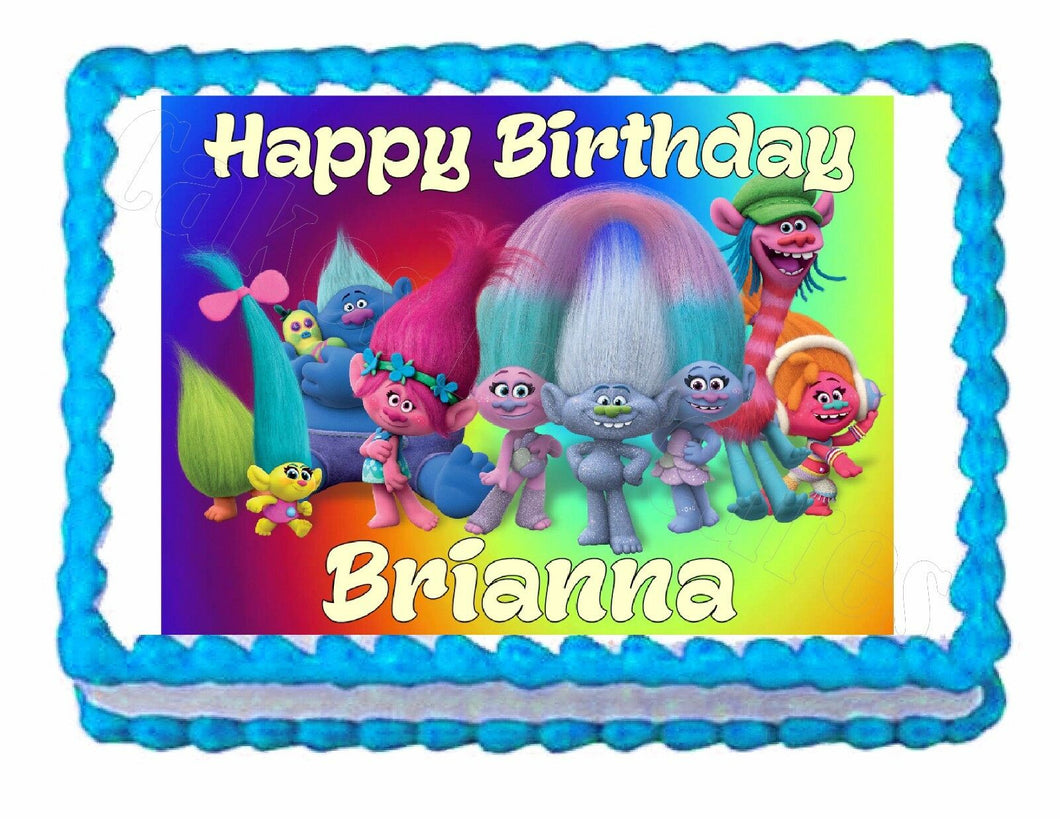 Trolls Party Edible Cake image cake topper decoration - personalized free! - Cakes For Cures