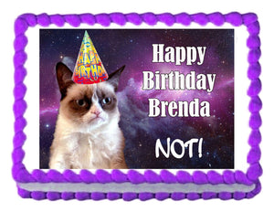 Grumpy Cat in Space Edible Cake Image Cake Topper - Cakes For Cures