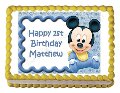 Baby Mickey Mouse Baby Shower or Birthday Edible Cake Image Cake Topper - Cakes For Cures