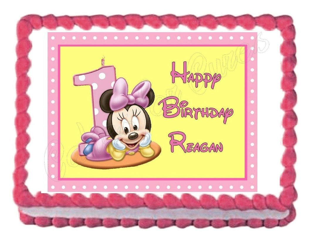 Minnie Mouse 1st Birthday Edible Cake Image Cake Topper - Cakes For Cures