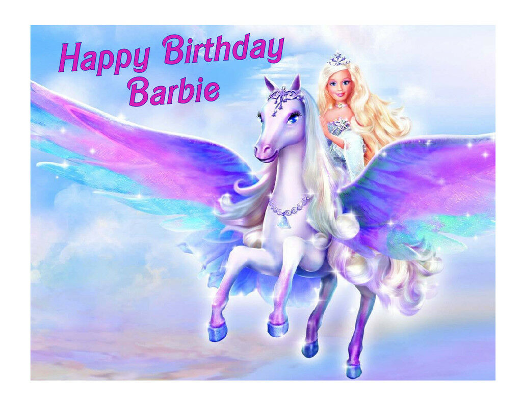 Barbie and Pegasus Edible Cake Image Cake Topper - Cakes For Cures