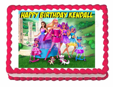 Barbie Princess and the Popstar round edible party cake topper