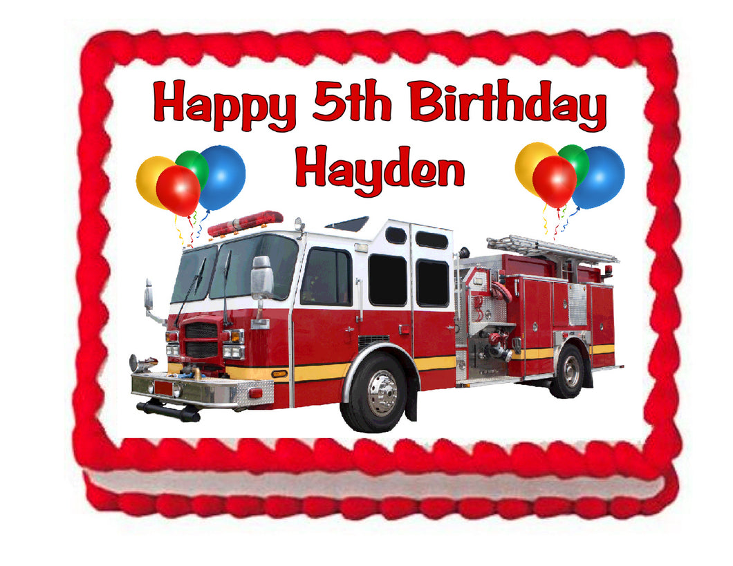 Fire truck Firetruck Edible Cake Image Cake Topper - Cakes For Cures