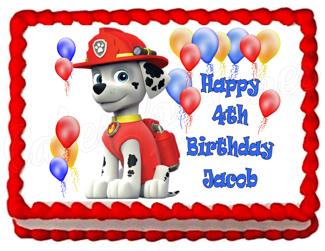 Paw Patrol Marshall Edible Cake Image Cake Topper Decoration - Cakes For Cures