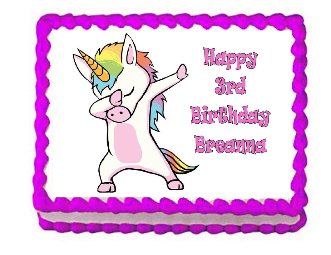 Dabbing Unicorn Edible Cake Image Cake Topper - Cakes For Cures