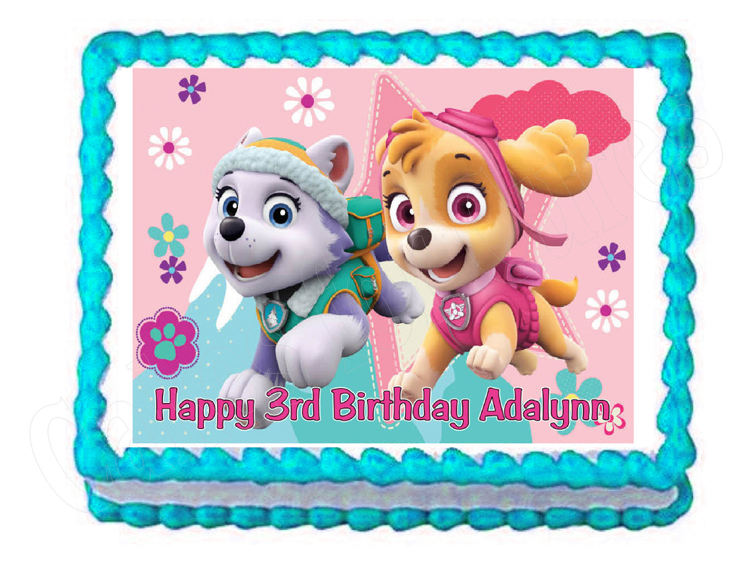 Paw Patrol Skye and Everest Edible Cake Image Cake Topper - Cakes For Cures