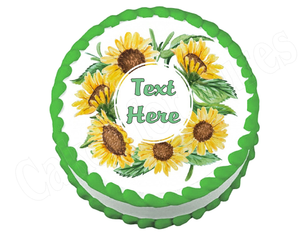 Sunflower Round Edible Cake Image Cake Topper - Cakes For Cures