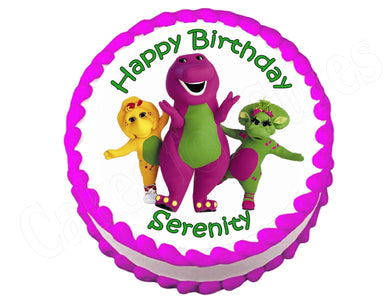Barney Round Edible Cake Image Cake Topper - Cakes For Cures