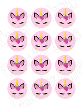 Load image into Gallery viewer, Unicorn face edible party cupcake toppers decoration frosting toppers 12/sheet* - Cakes For Cures
